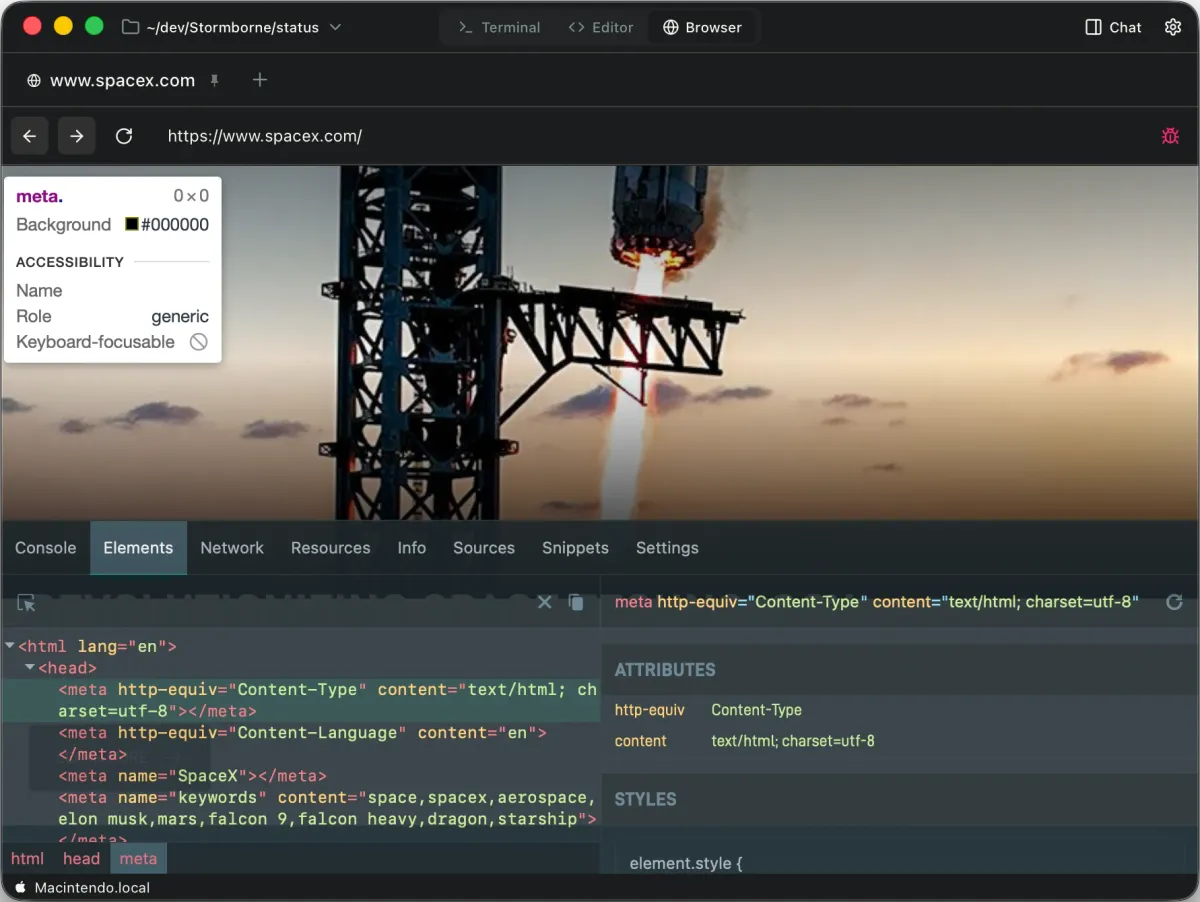Browser with DevTools demo